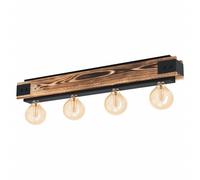 Plafonnier LAYHAM E27 4X60W en bois et acier marron et noir 760x85x100mm