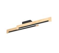 Eglo Plafonnier LED Camacho, lampe de plafond pour salon et cuisine en | acier, bois et plastique, coloris noir, naturel et blanc, certifié FSC
