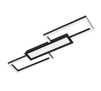 Eglo Plafonnier LED Fomento, lampe de plafond géométrique, métal noir et | plastique blanc, éclairage pour bureau et cuisine, blanc chaud-froid, L 78 cm