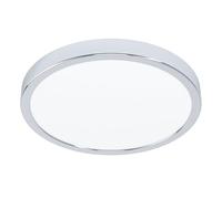 Eglo Plafonnier LED Fueva 5, Ø 28,5 cm, luminaire en saillie arrondi en métal chrome avec surface éclairée en plastique, lampe de plafond pour salle de bains, blanc neutre, IP44
