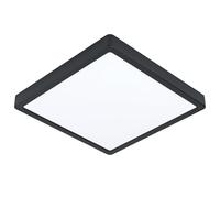 Eglo Plafonnier LED Fueva 5, 28,5 cm, luminaire en saillie carré en métal noir avec surface éclairée en plastique, lampe de plafond pour salle de bains, blanc neutre, IP44