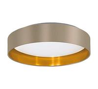 Eglo Plafonnier Led Maserlo 1 Ampoule en Textile Matériau : Acier, Tissu, Plastique, Couleur : Taupe, Or, Blanc, Ø : 40,5 cm