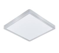 Plafonnier LED rectangulaire cuisine argent plafonnier couloir salon, acier plastique, 20,5W 2400lm blanc chaud, LxlxH 28,5x28,5x2,8 cm