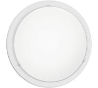 Eglo plafonnier LED Planet, applique murale, lampe plafond en métal blanc et verre satiné, lampe salon, couloir, lumière blanc chaud, Ø 29 cm