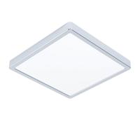 Eglo Plafonnier LED salle de bains Fueva 6, lampe de plafond 29 x 29 cm | luminaire en saillie, acier aspect chromé et plastique blanc, blanc chaud froid, IP44