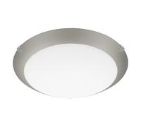 Eglo Plafonnier Mars 1 – Acier, verre blanc satiné bordure argentée, E27 – Blanc