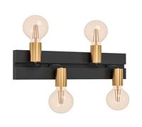 EGLO Plafonnier spot Macchione, rampe de 4 spots, barre de spots | minimaliste, luminaire en métal noir, lampe de plafond avec douille E27