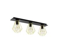 Plafonnier TARBES 2 E27 3X40W en acier noir et laiton 770x175x245mm