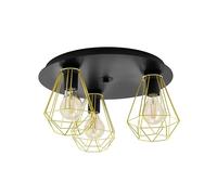 Eglo Plafonnier Tarbes 2 à 3 flammes, luminaire en métal noir et laiton