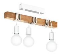 EGLO Plafonnier Townshend 3 lampes Bois Blanc et beige Blanc G