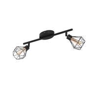 Eglo Plafonnier Zapata 1, lampe vintage 2 flammes au style rétro, spot de