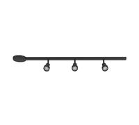 Eglo Rail de spot Easy Track, kit extensible de 3 spots de plafond | orientables, plafonnier barre modulable, rampe cuisine bureau, aluminium et plastique noir, douille GU10, 102 cm