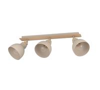 Eglo Rail spot Arrecife, rampe de 3 spots orientables, barre de spots | pivotants, plafonnier en métal couleur sable et bois chêne, lampe de plafond avec douille E27