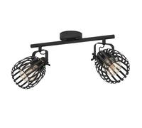 Eglo Rail spot Girona, rampe de 2 spots orientables, barre de spots | pivotants, plafonnier en métal noir et laiton brossé, lampe de plafond avec douille E27