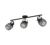 Eglo Rail spot Girona, rampe de 3 spots orientables, barre de spots pivotants, plafonnier en métal noir et laiton brossé, lampe de plafond avec douille E27