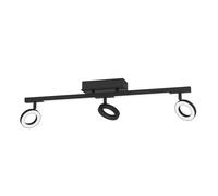 Eglo Rail spot LED Cardillio, rampe de 3 spots orientables, barre de spots pivotants, plafonnier en plastique et métal noir, lampe de plafond blanc chaud