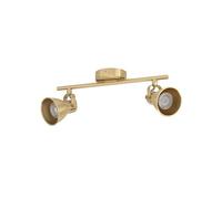 Spot SERAS GU10 2X3W en acier laiton brossé et or 370x65mm