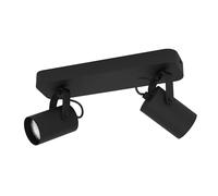Eglo Rail spot LED Sorego, rampe de 2 spots orientables, barre de spots pivotants, plafonnier en acier noir, lampe de plafond avec ampoules GU10, blanc chaud