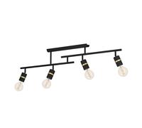 Eglo Rail spot Lurone, rampe de 4 spots orientables, barre de spots | pivotants, plafonnier en métal noir et laiton, lampe de plafond avec douille E27