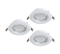 Eglo Set de 3 spots encastrables Peneto, ensemble de spots en acier blanc