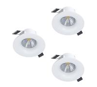 Eglo Set de 3 spots encastrables Saliceto, pour plafond dimmables, ronds en aluminium blanc, lumière blanc chaud, Ø 8,8 cm