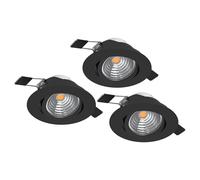 Eglo Set de 3 spots encastrés Saliceto, dimmables, ronds en aluminium noir, lumière blanc neutre, Ø 8,8 cm