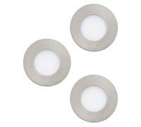 Eglo Set de 3 spots LED encastrables Fueva 1, Ø 8,5 cm, spots en métal et plastique, 3 spots LED encastrables nickel mat, blanc, spots LED plats, blanc chaud