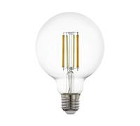 Eglo connect.z Ampoule LED E27 connectée, G95, ZigBee, contrôlable par appli et commande vocale, dimmable, blanc chaud - froid, 700 lumens, 6 watts, transparent, design vintage