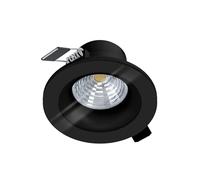 Eglo Spot LED encastrable Salabate, luminaire encastré extra-plat et dimmable en aluminium noir et verre transparent, lampe plafond pour salle de bains, blanc neutre, IP44, Ø 8,8 cm