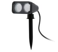 Eglo projecteur à piquer Nema 1, lampe extérieure double flamme, lampe à | piquer en plastique, couleur : noir, douille : GU10, IP44