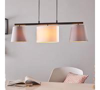 Eglo Suspension Almeida 1, lampe suspendue textile 3 flammes, suspension en | acier et tissu, couleurs : noir, gris, blanc, douille : E14, L : 860 mm