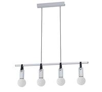 Suspension APRICALE E27 4X60W en acier et cuir gris et noir 740x55x1100mm