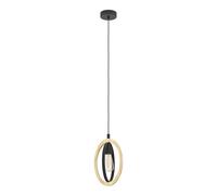 Eglo Suspension Basildon, lampe suspendue vintage 1 flamme, style industriel rétro, suspension en acier et bois noir naturel, lampe de table à manger, lampe de salon suspendue avec douille E27