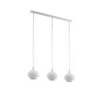 EGLO Suspension Camborne, lampe suspendue 3 flammes moderne, luminaire | suspendu en métal, lampe de table à manger blanche, lampe de salon suspendue avec douille E27, L 89 cm