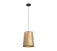 EGLO Suspension Castuera, lampe suspendue 1 flamme pour table à manger | lampe de salle à manger en métal noir et papier doré avec motifs de roses, suspension avec douille E27, Ø 30 cm