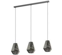 Eglo Suspension Chiavica, lampe suspendue 3 flammes style industriel | vintage, luminaire en acier nickel-noir, lampe de salle à manger, suspension salon avec douille E27