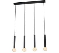 Eglo Suspension Cortenova, lampe suspendue 4 flammes style industriel, luminaire suspendu en acier noir, lampe de table à manger, lampe de salon suspendue avec douille E27