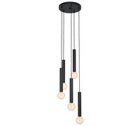 Eglo Suspension Cortenova, lampe suspendue 5 flammes style industriel, luminaire suspendu en acier noir, lampe pour table à manger, suspension salon avec douille E27