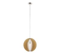 Eglo Suspension Cossano, lampe suspendue vintage 1 flamme, suspension en acier et bois nickel mat, érable, lampe de salle à manger, lampe de salon suspendue avec douille E27, Ø 50 cm