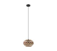 Eglo Suspension Dondarrion, 1 flamme, style vintage boho, acier et bois, lampe salle à manger ou salon, suspendue noir, naturel, bordeaux, douille E27, Ø 26 cm
