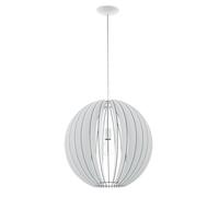 EGLO Suspension en bois Cossano, lampe suspendue 1 flamme, luminaire | suspendu en bois et acier, couleur : blanc, douille : E27, Ø : 50 cm