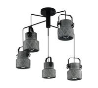 Eglo Suspension Hilcott, lampe suspendue 5 flammes vintage, industrielle