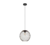 Eglo Suspension luminaire Almanzora, plafonnier suspendu, lampe pour salle | à manger, lustre salon en métal noir et cuivre, douille E27, Ø 32 cm