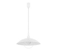 Eglo Suspension luminaire Alvez, lustre suspendu avec câble spirale | réglable en hauteur, lampe de cuisine et de salle à manger classique en plastique et verre blanc, transparent, douille E27