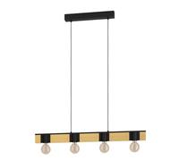 Suspension BAILRIGG E27 4X40W en acier et bois noir et marron 895x45x1100mm