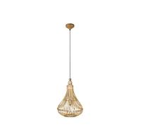 Eglo Suspension luminaire Amsfield, lustre suspendu vintage, nature, bohème, hygge, lampe de salon et de salle à manger en acier et bois naturel, douille E27, Ø 35 cm