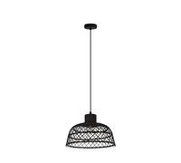 EGLO Suspension luminaire Ausnby, lustre suspendu vintage, scandinave et bohème, lampe de salon et de salle à manger en bois et métal noir, douille E27