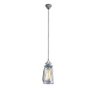 Eglo Suspension luminaire Bradford, lustre suspendu vintage, lanterne, lampe de salon et de salle à manger en acier argenté antique et verre transparent, douille E27