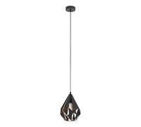 Eglo Suspension CARLTON 1 – E27 1x60W – acier noir et cuivre – D205 mm