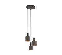 Eglo Suspension luminaire Concessa 1 à 3 lampes, lustre suspendu en acier | et textile, brun foncé, cappuccino, doré, pour salon et salle à manger, douille E27